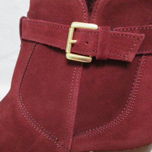 Diba Burgandy Buckle Sleek Bootie with Side Zipper and Block Heel-NWT - Picture 13 of 15